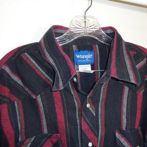 Wrangler Men Western Stripe Shirt Pearl Snaps XXL